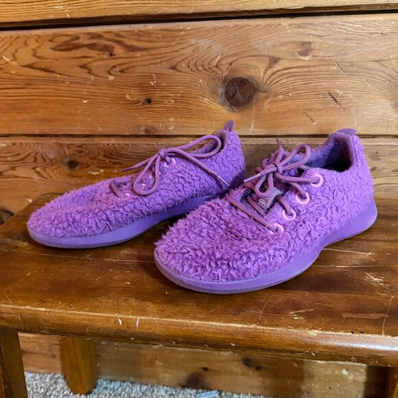 Allbirds Wool Runners Up Faux Sherpa Fuzzy Purple Lace Up Sneakers youth 3 - Picture 2 of 6